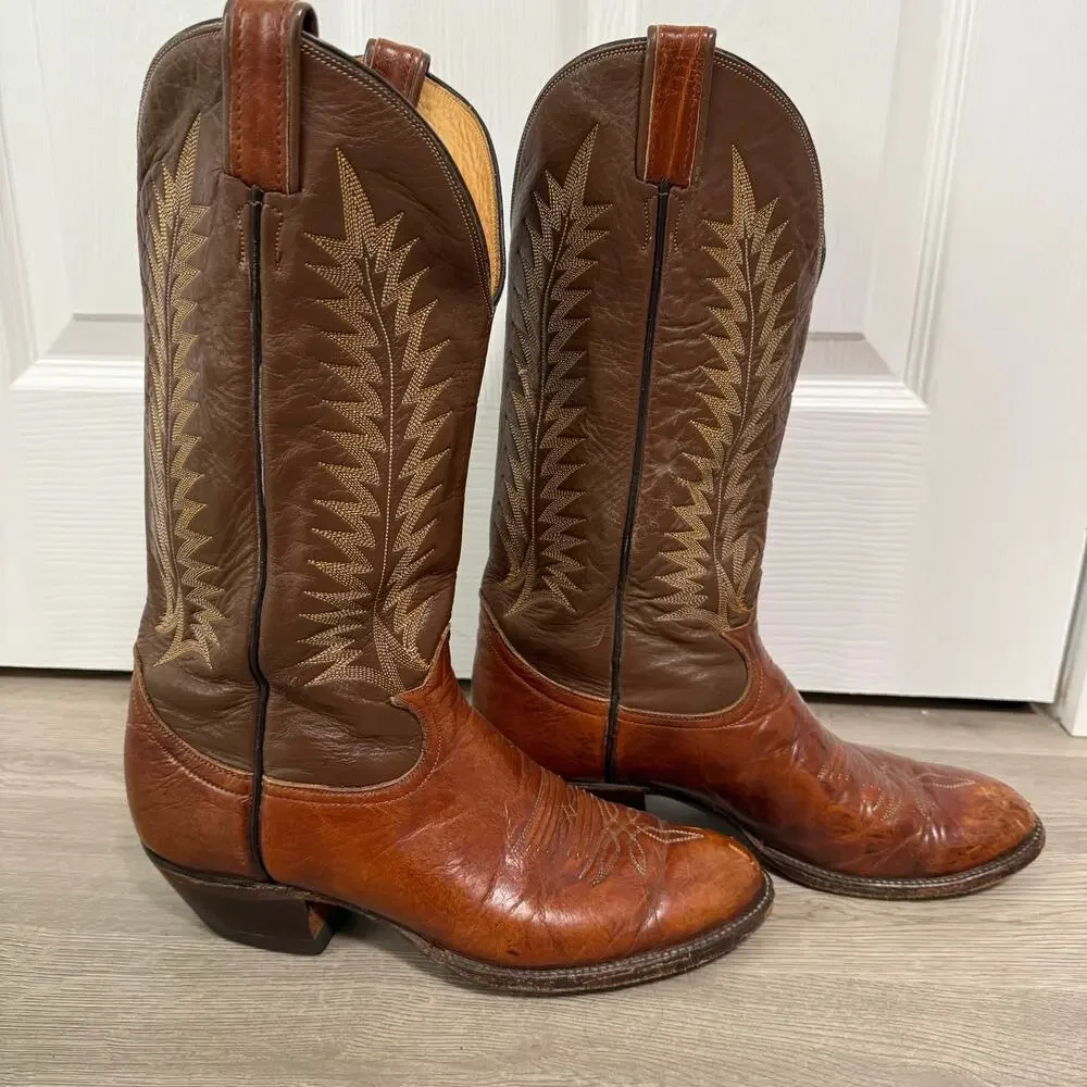 Tony Lama Men's Brown Leather 6531 Western Cowboy Boots Size 9.5B